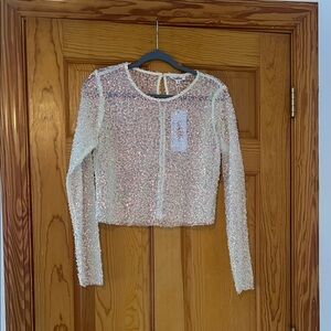 Sequin Long Sleeve Crop Top